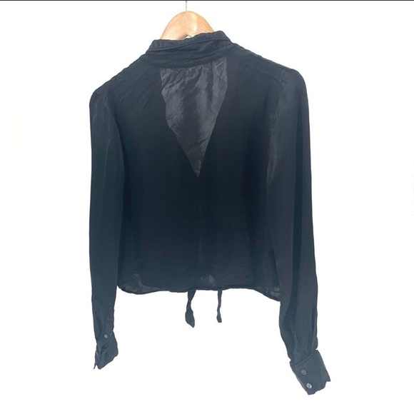 Aritzia Wilfred Silky Collared Blouse Tie Front - Picture 4 of 7